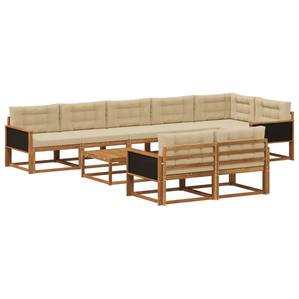 vidaXL Utomhussoffset 9 st Naturlig och Beige