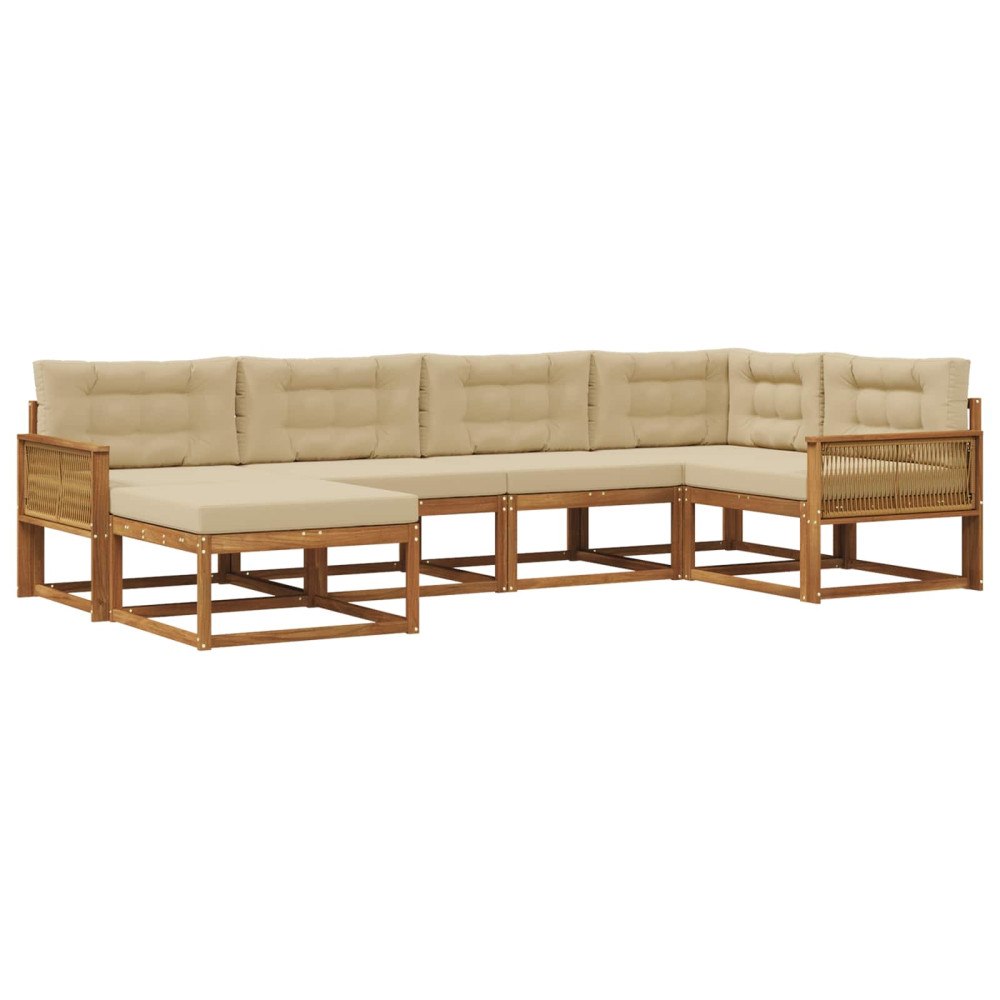 vidaXL Utomhussoffset 6 st Naturlig och Beige