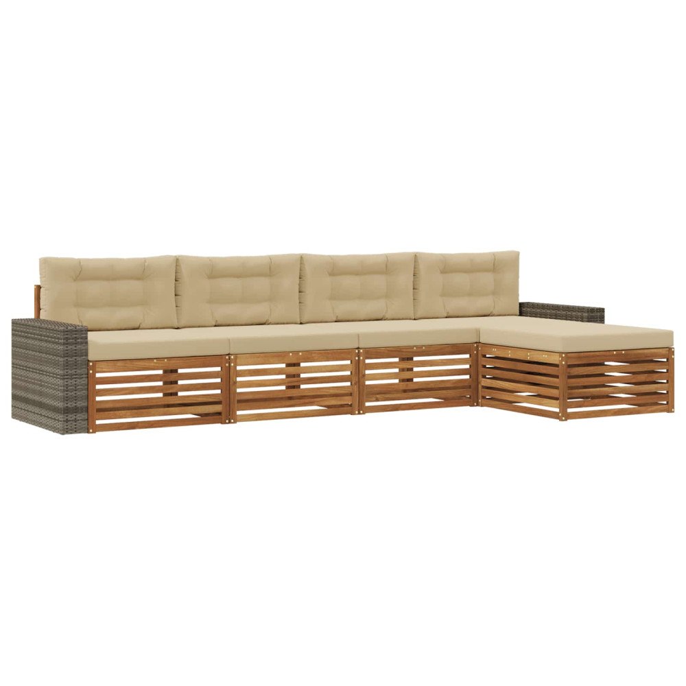 vidaXL Utomhussoffset 5 st Naturlig och Beige Polyester
