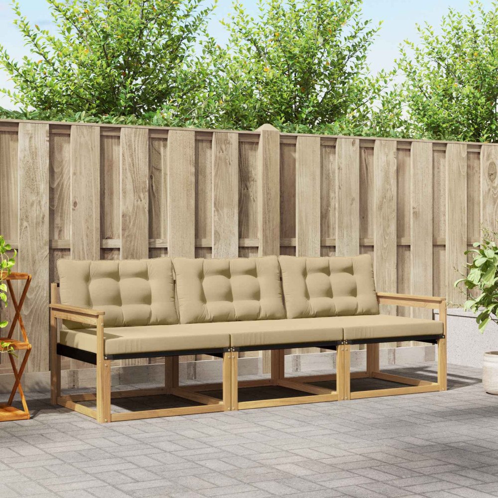 vidaXL Utomhussoffset 3 st Vit och Beige