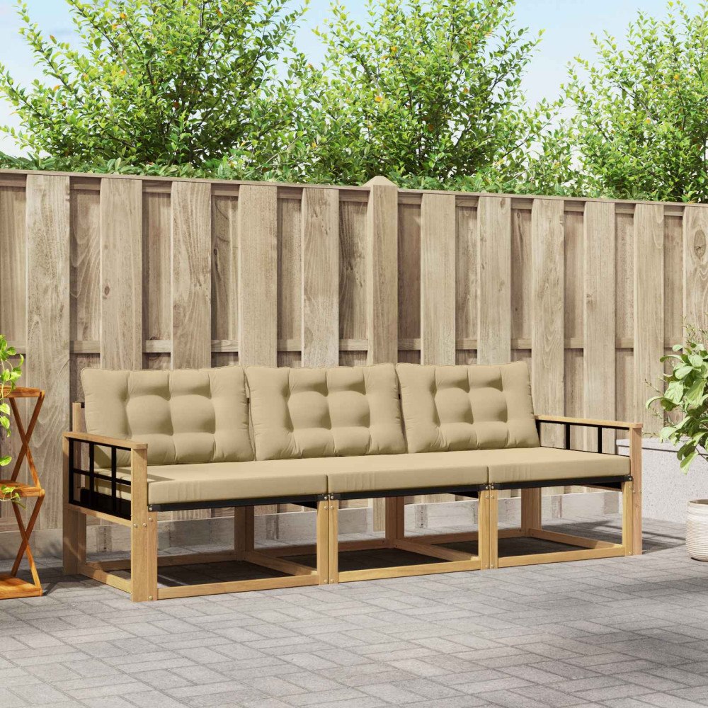 vidaXL Utomhussoffset 3 st Vit och Beige