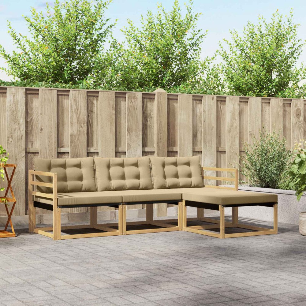 vidaXL Utomhussoffset 4 st Vit och Beige