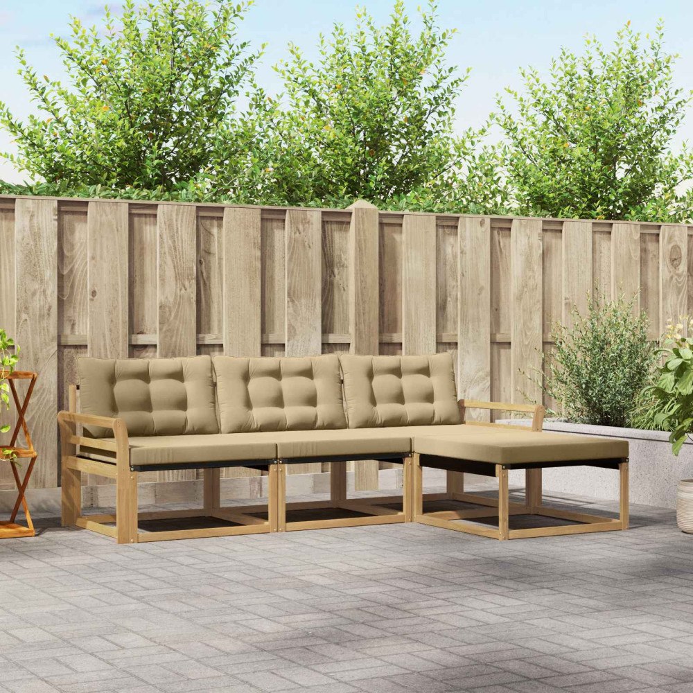 vidaXL Utomhussoffset 4 st Vit och Beige
