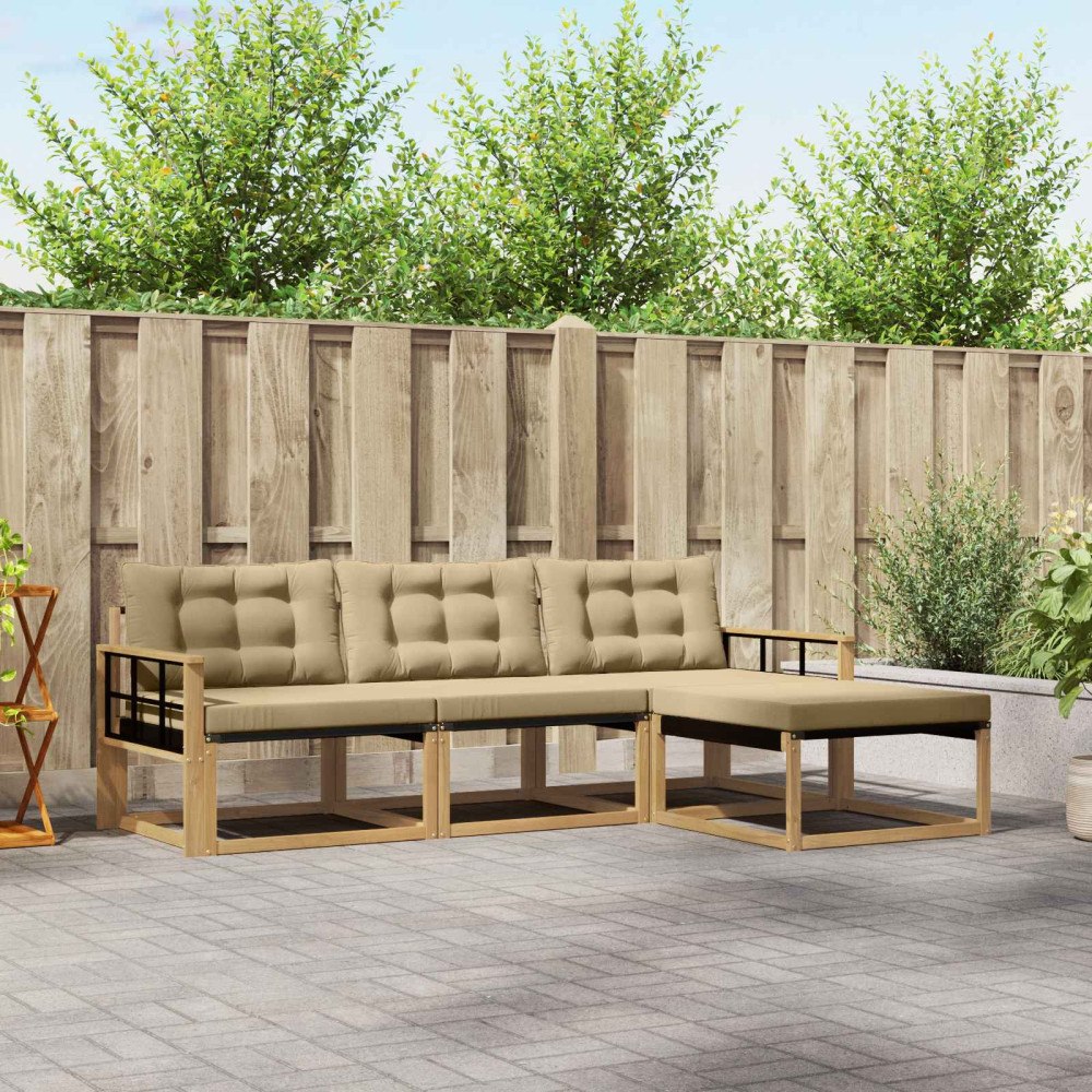 vidaXL Utomhussoffset 4 st Vit och Beige
