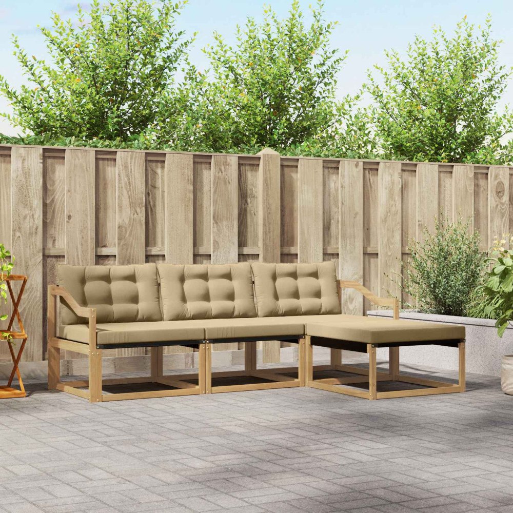 vidaXL Utomhussoffset 4 st Vit och Beige