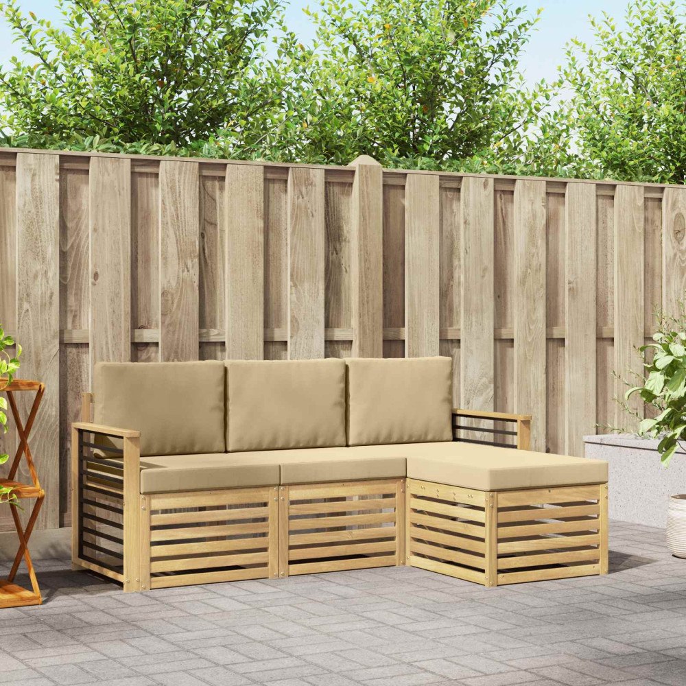 vidaXL Utomhussoffset 4 st Vit och Beige Polyester