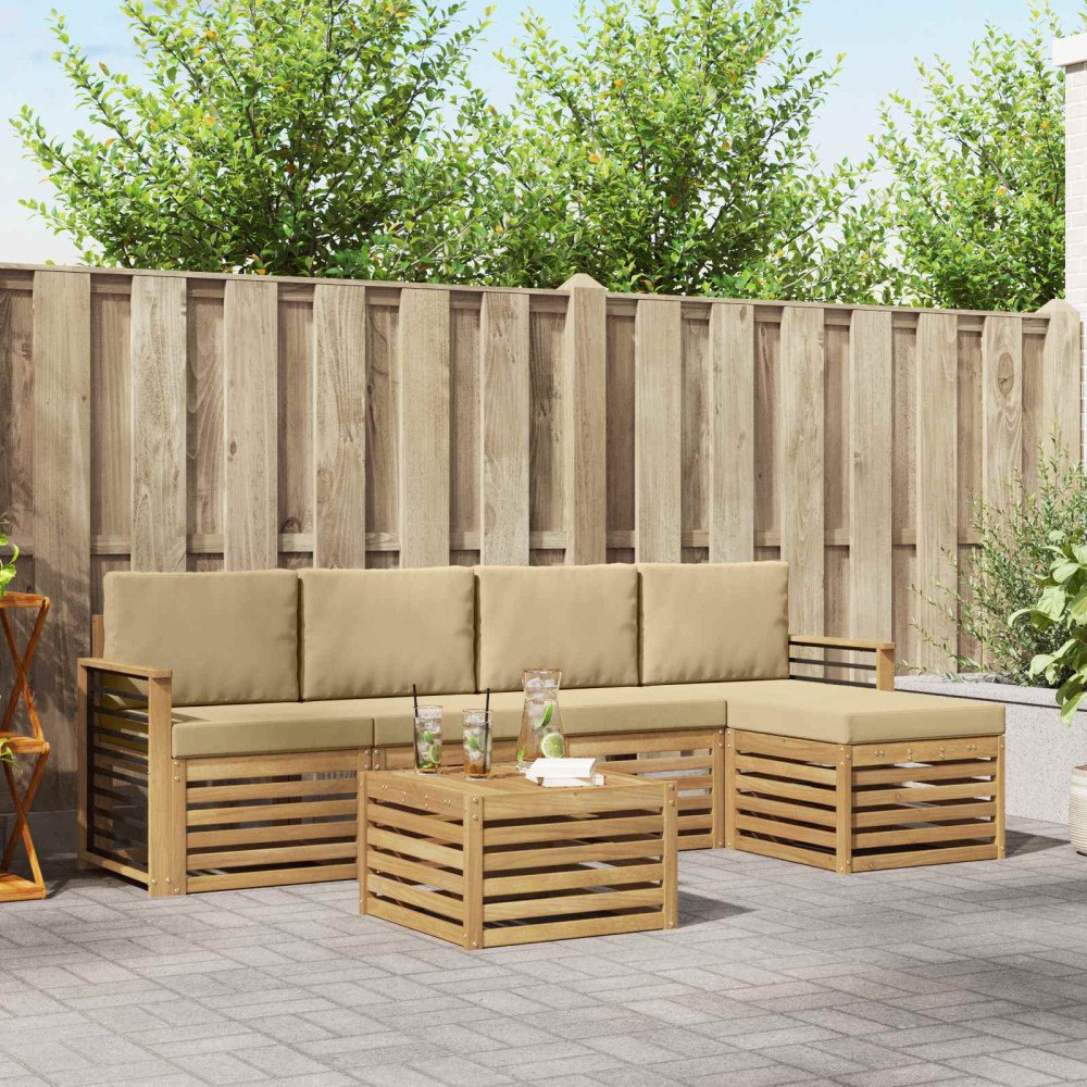 vidaXL Utomhussoffset 6 st Vit och Beige Polyester