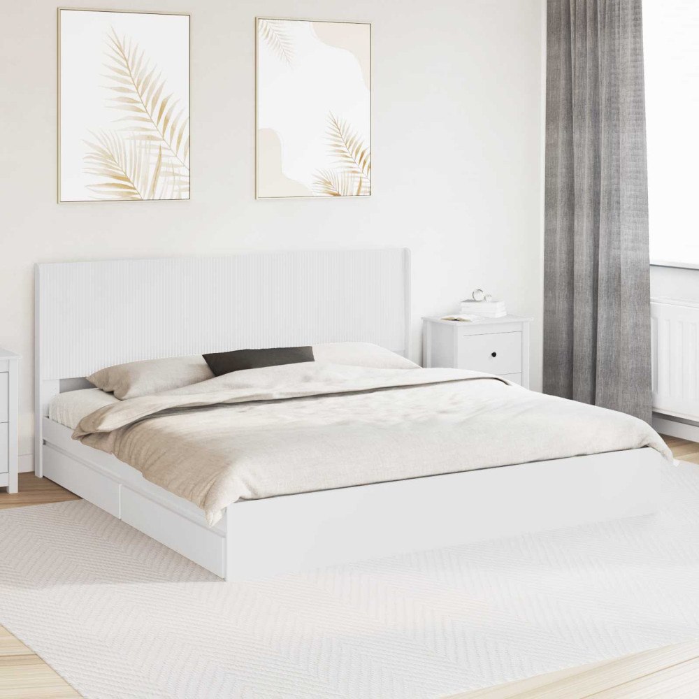 vidaXL Sängram med förvaring och huvudgavel Vit 180 x 200 cm