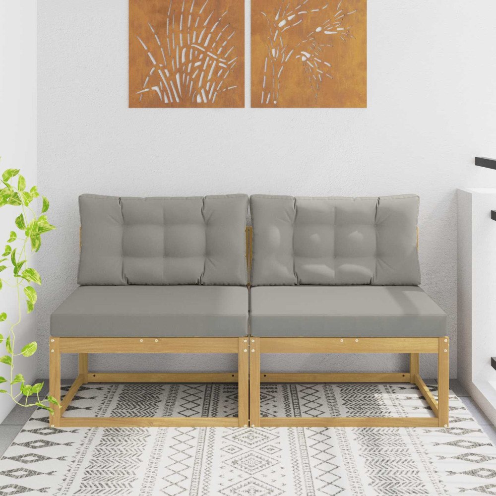 vidaXL 2 Stycke Utomhus Mellansoffa Polyester Vit