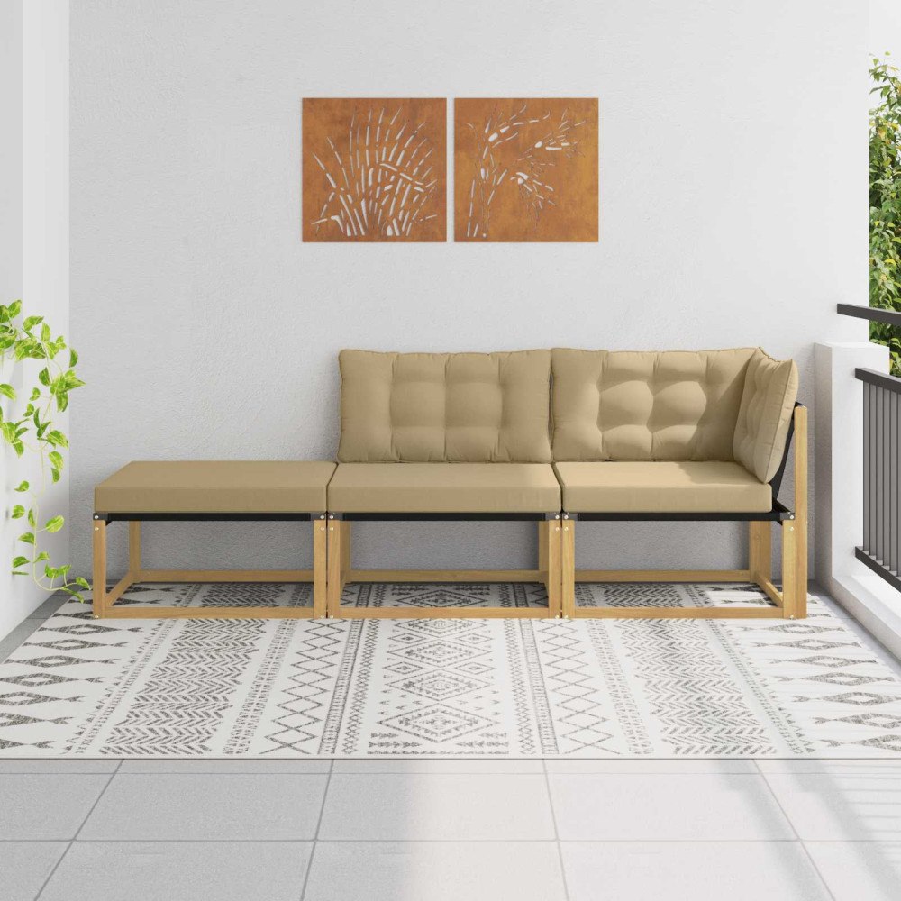 vidaXL Sektionell Soffa Enheter med kudde Vit 241,5 x 83 x 73 cm