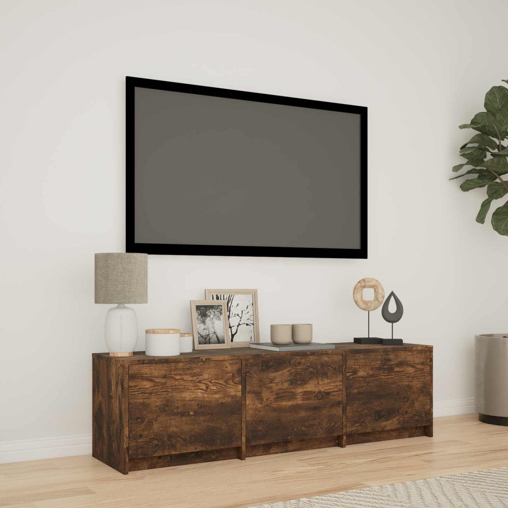 vidaXL TV-bänk med LED Rökt Ek 140 x 34 x 40 cm Konstruerat trä