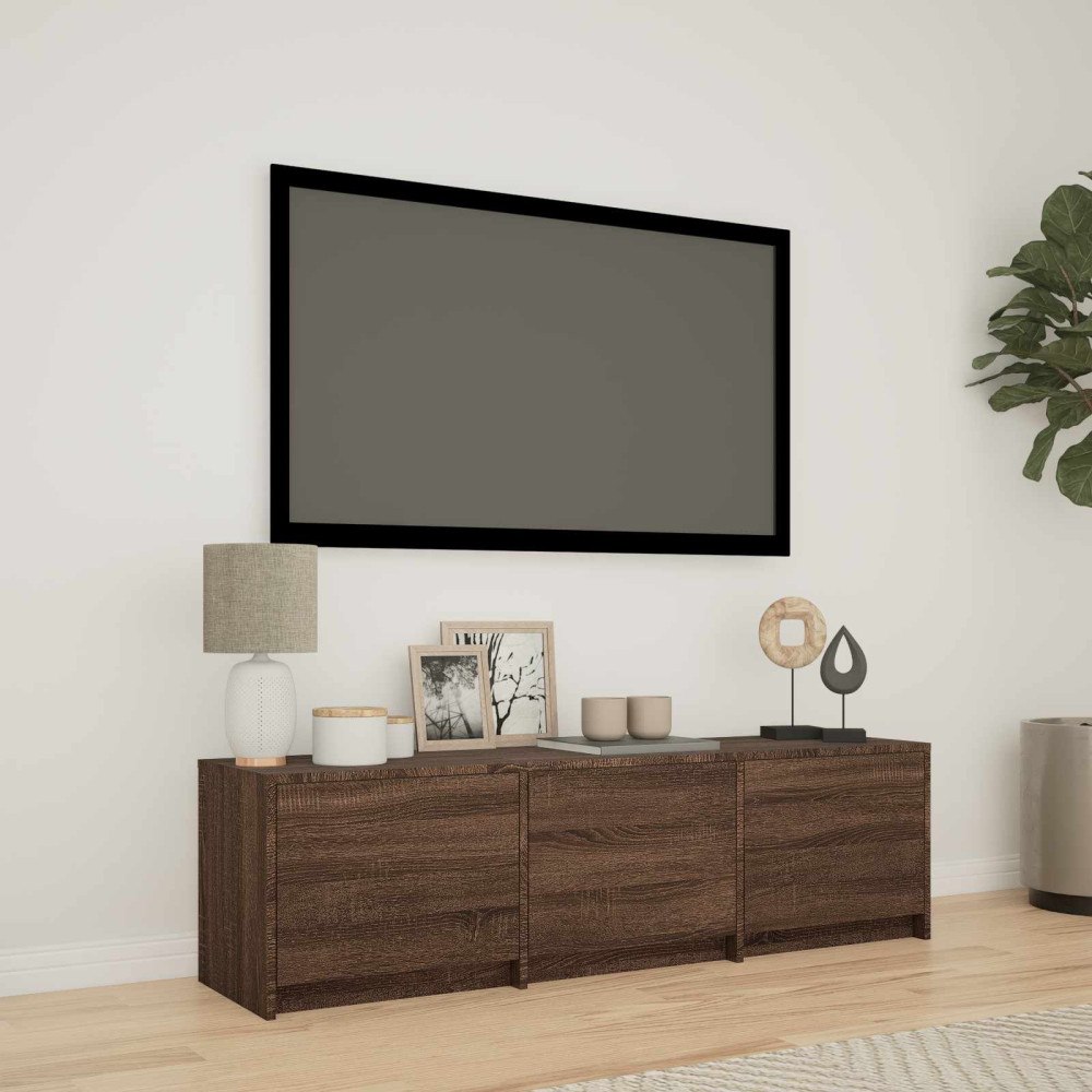 vidaXL TV-bänk med LED Brun ek 140 x 34 x 40 cm Konstruerat trä