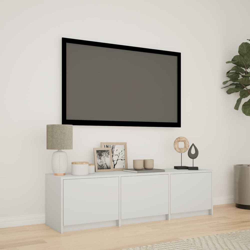 vidaXL TV-bänk med LED med låda Vit 140 x 34 x 40 cm Konstruerat trä