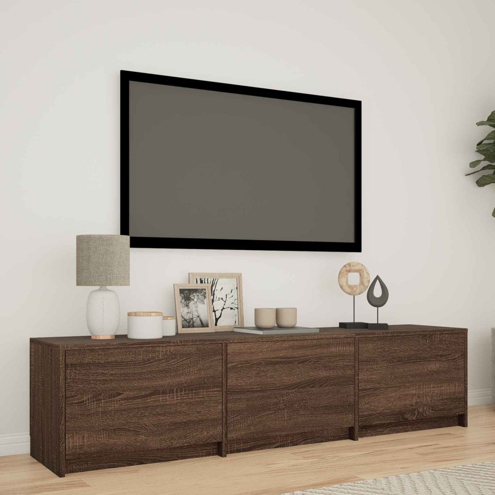 vidaXL TV-bänk med LED Brun ek 165 x 34 x 40 cm Konstruerat trä