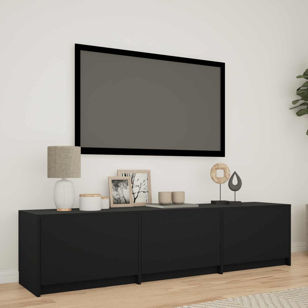 vidaXL TV-bänk med LED med LED Svart 165 x 34 x 40 cm Konstruerat trä
