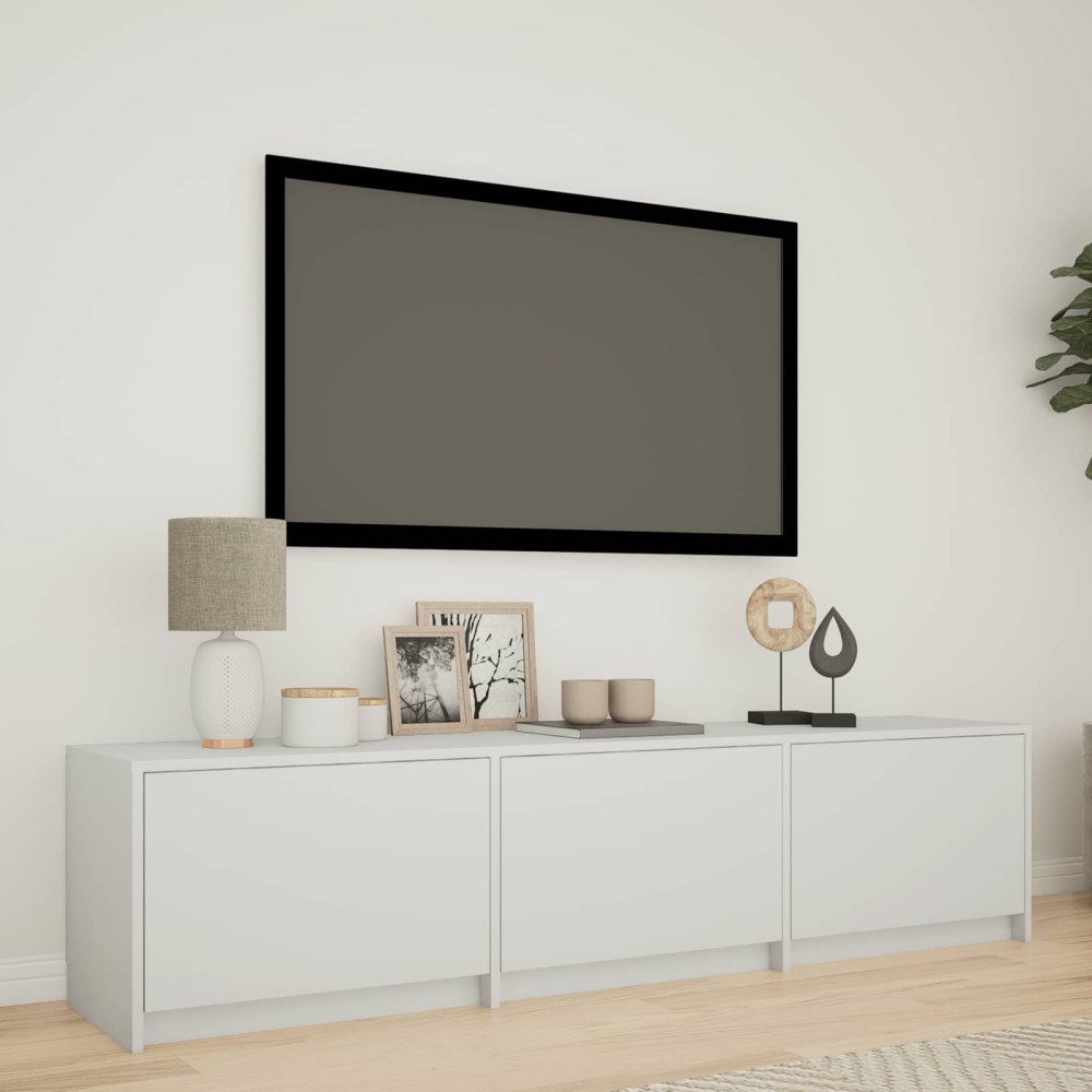 vidaXL TV-bänk med LED med LED Vit 165 x 34 x 40 cm Konstruerat trä