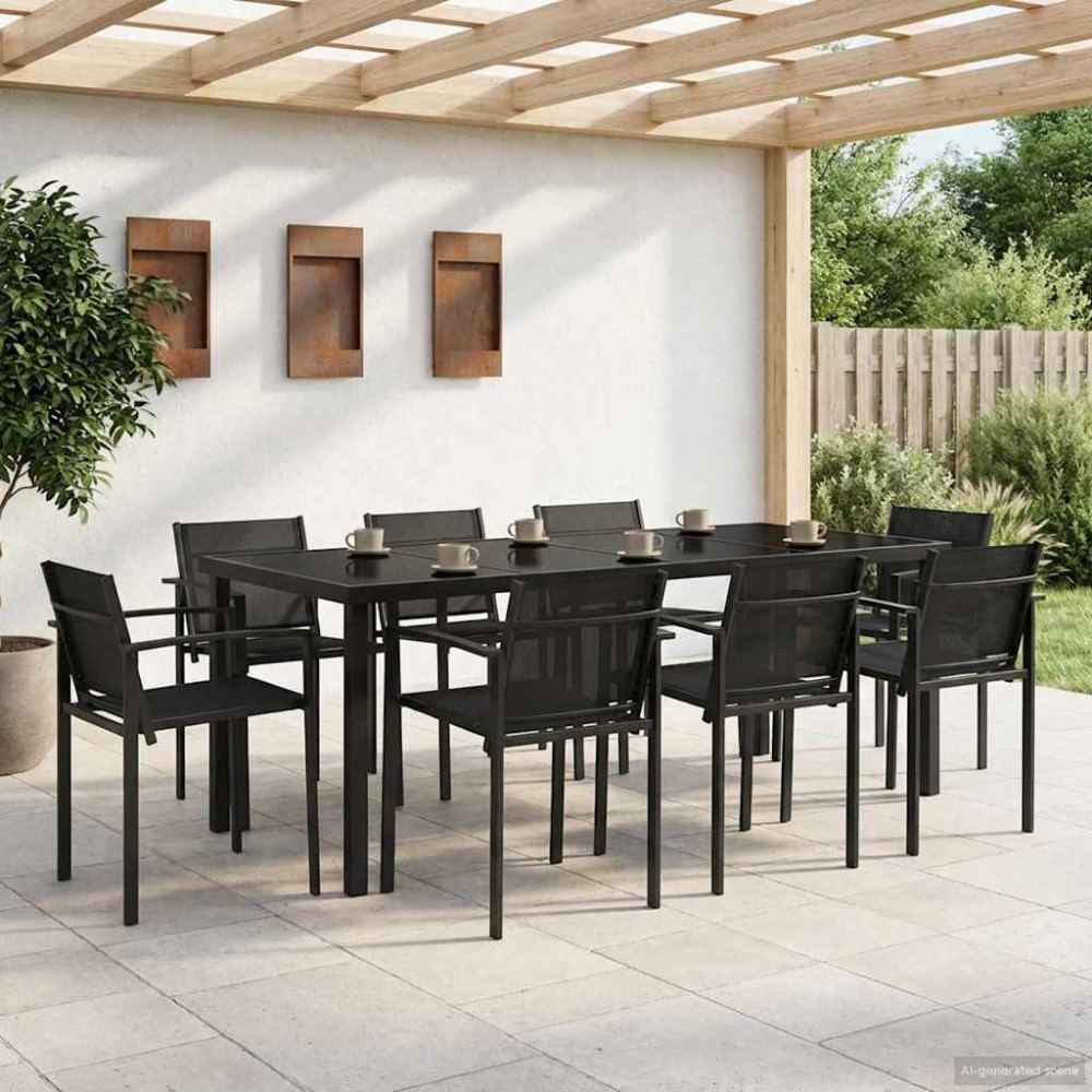 vidaXL Utemöbelset 7 pcs Svart och Anthracit Textilene