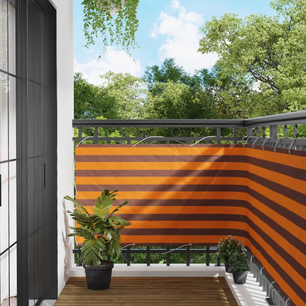 vidaXL Balkong Skärm Orange och Brunt 100 x 500 cm Oxford Tyg