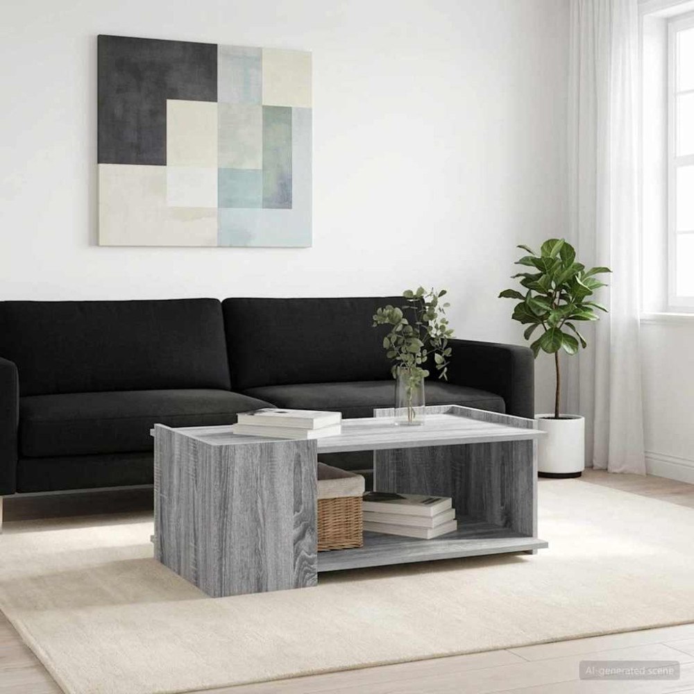 vidaXL Kaffeebord Grå sonoma-ek 90 x 50 x 33 cm Konstruerat trä