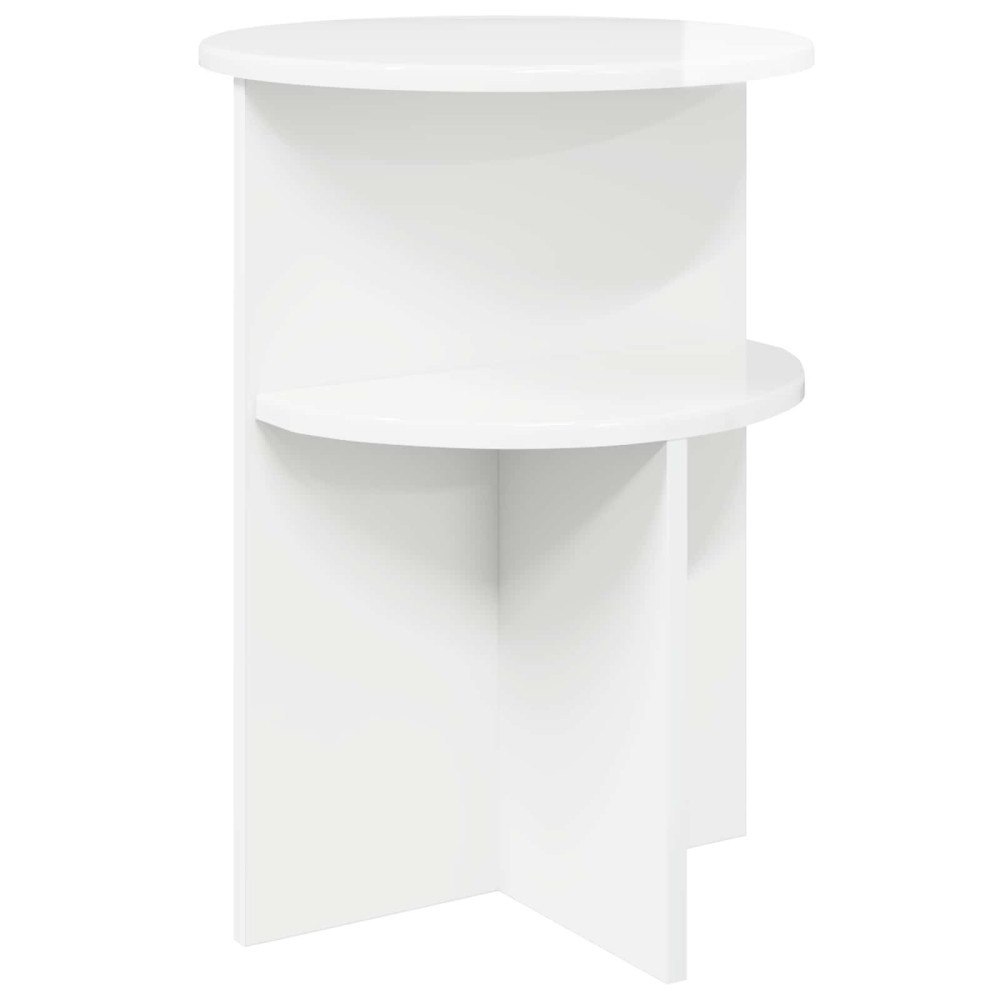 vidaXL Sidobord Vit högglans Ø 39,5 x 55 cm Konstruerat trä