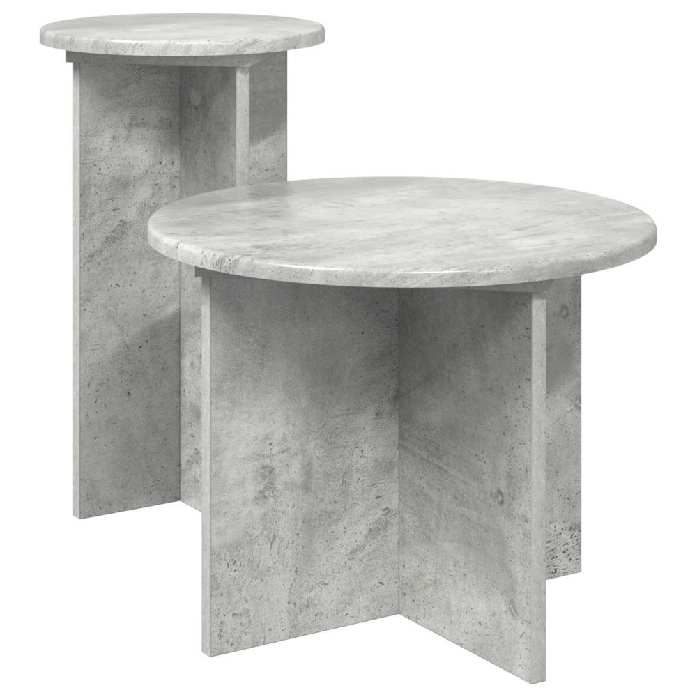 vidaXL Sidobordsset med lagring 2 pcs Betonggrå Konstruerat trä