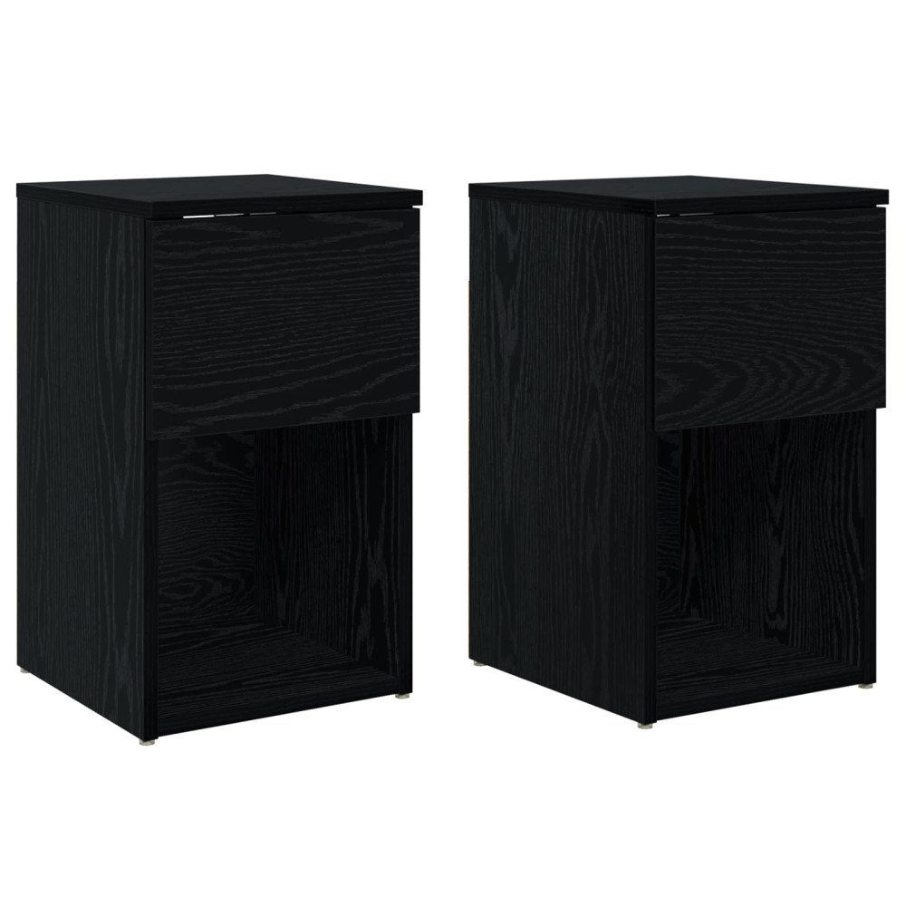 vidaXL Sängskåp 2 pcs Svart ek 29 x 31,5 x 49 cm Konstruerat trä