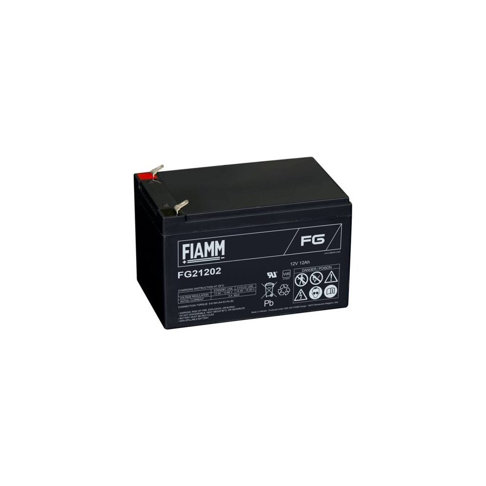 FIAMM Fiamm blybatteri 12V/12Ah med spadskontakter 6,35 mm/Faston...