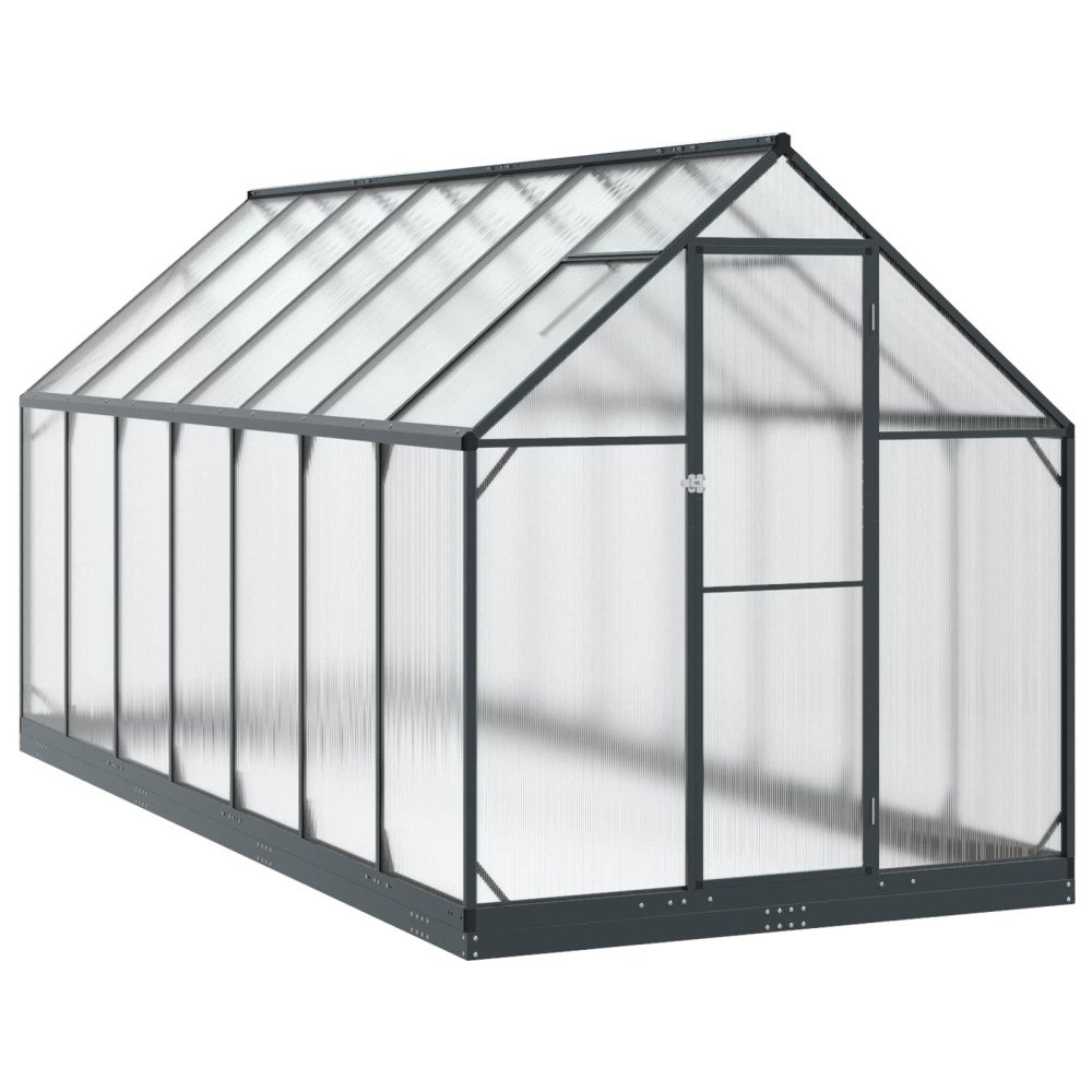 vidaXL Trädgård Växthus med dörr Antracit 183,5 x 423,5 x 207 cm