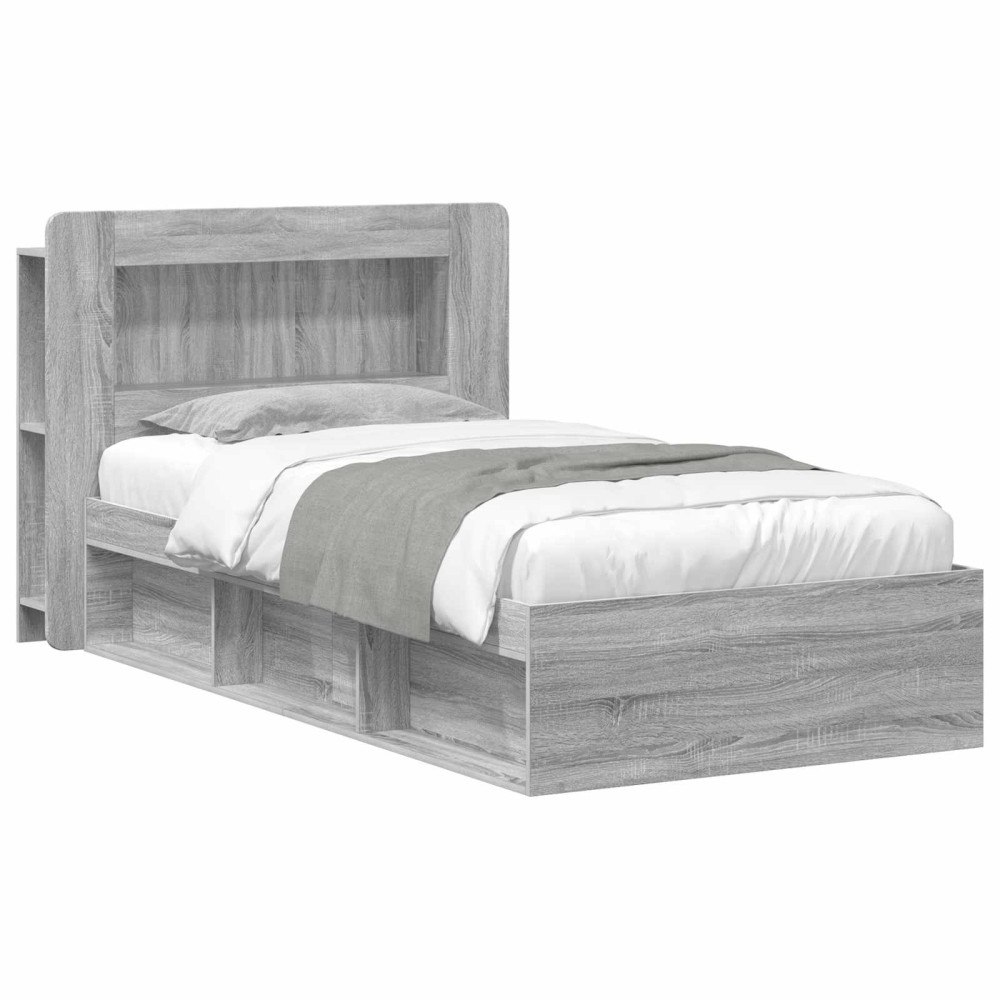 vidaXL Sängram med förvaring Grå Sonoma 75 x 190 cm Konstruerat trä