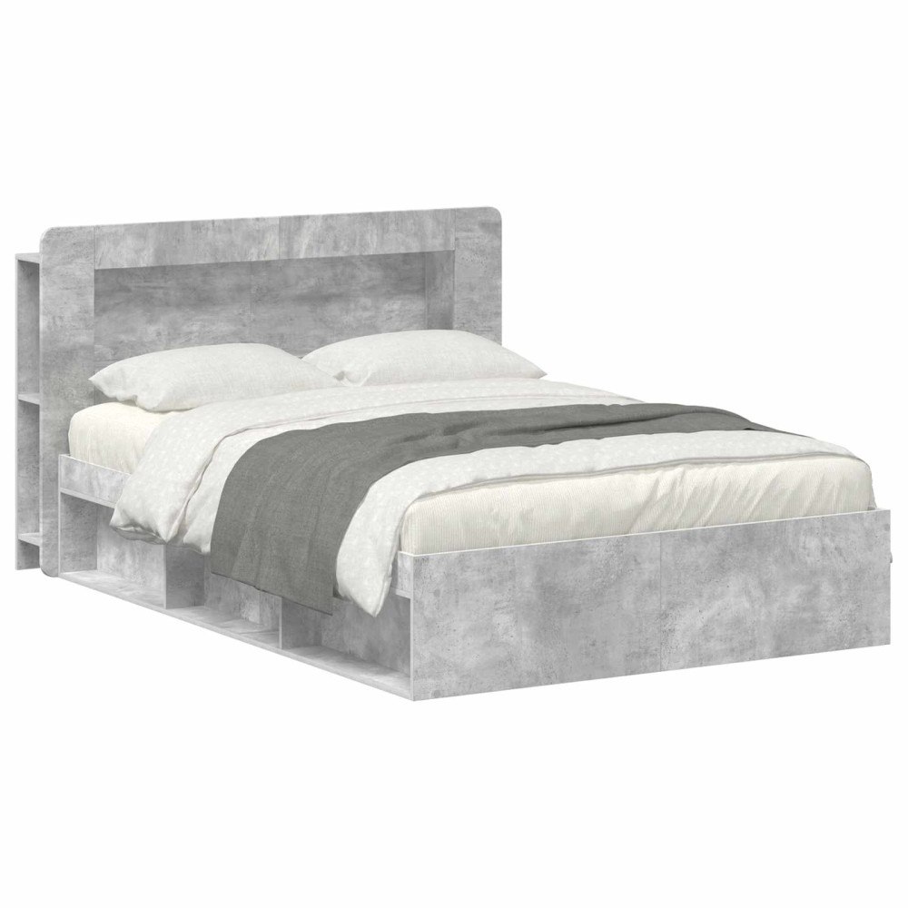 vidaXL Sängram med förvaring Betonggrå 140 x 190 cm Konstruerat trä