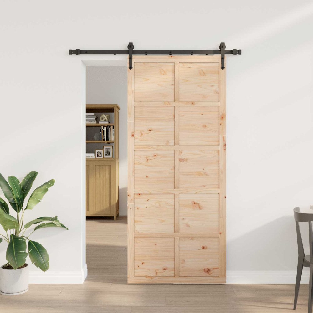 vidaXL Skjutdörr Naturlig 80 x 208 cm Massiv furu