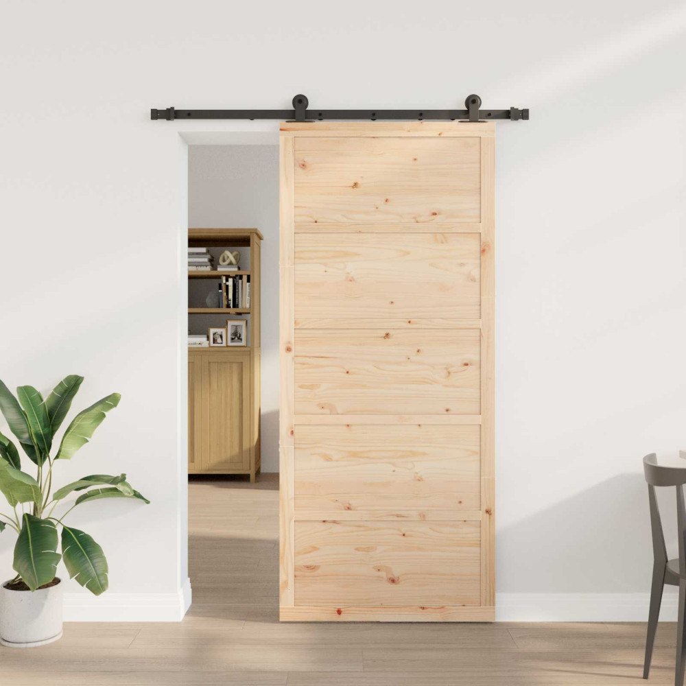 vidaXL Skjutdörr Naturlig 80 x 208 cm Massiv furu