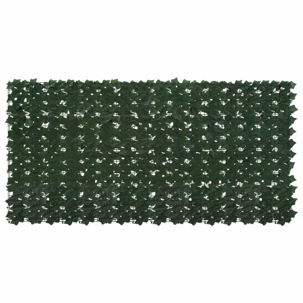 vidaXL Balkongskärm med löv Mörkgrön 200 x 100 cm Polyeten och tyg