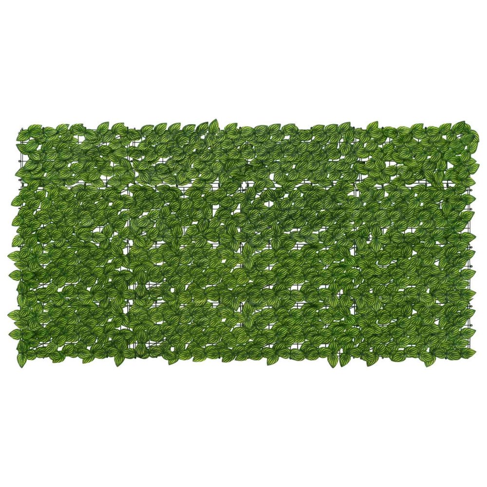 vidaXL Balkongskärm med löv Grön och Gul 200 x 100 cm Polyeten och tyg