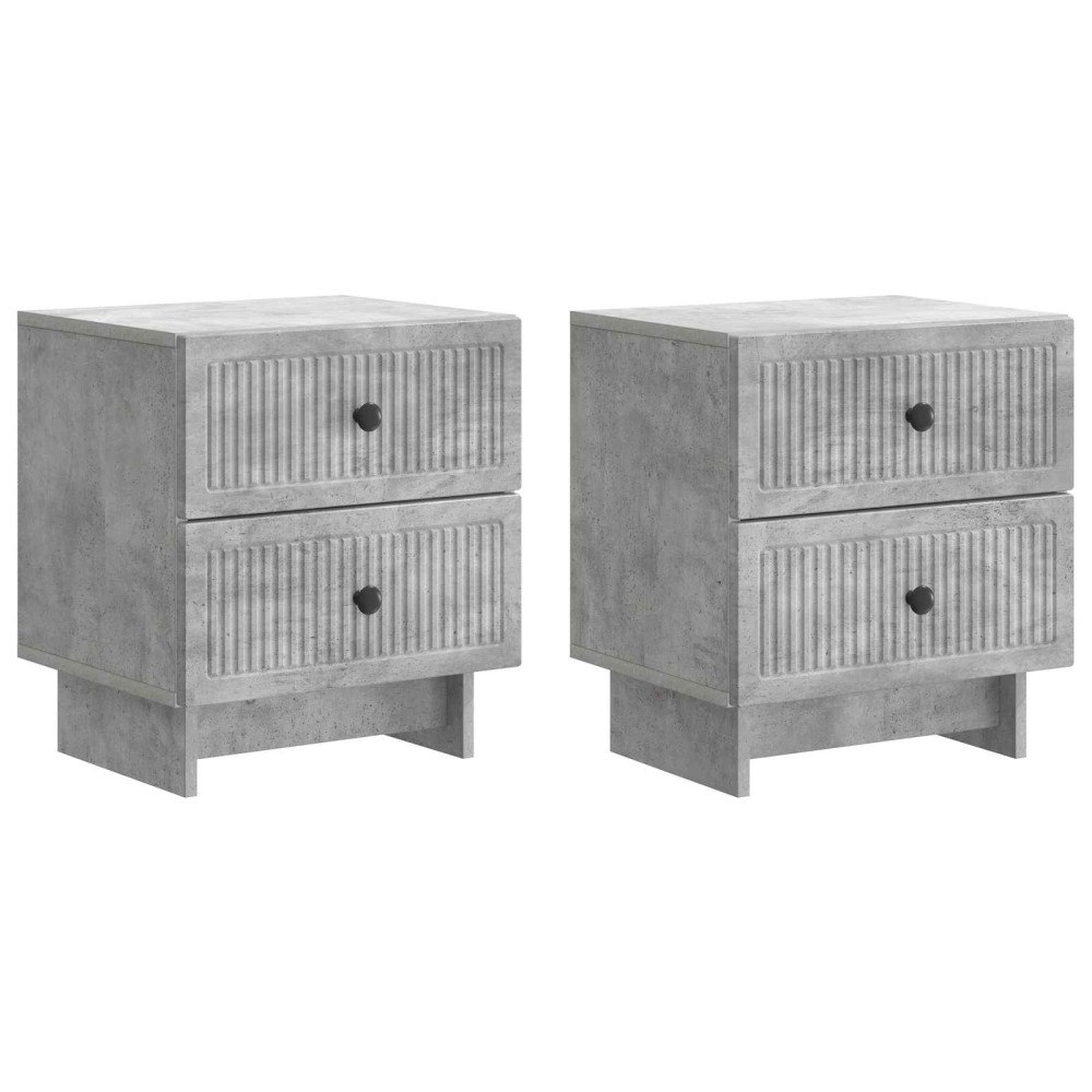 vidaXL Nattduksbord med låda 2 pcs Betonggrå 43 x 34,5 x 47,5 cm