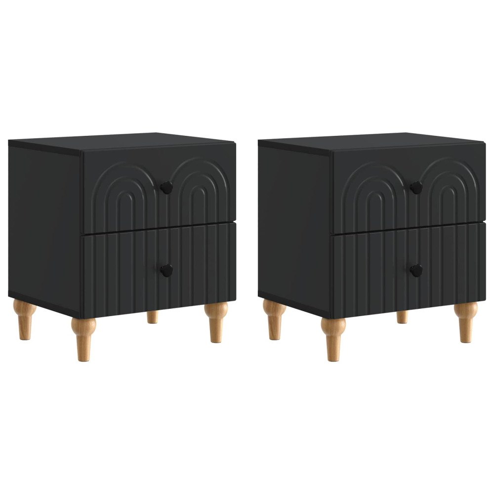 vidaXL Nattduksbord 2 pcs Svart 43 x 34,5 x 48 cm Konstruerat trä