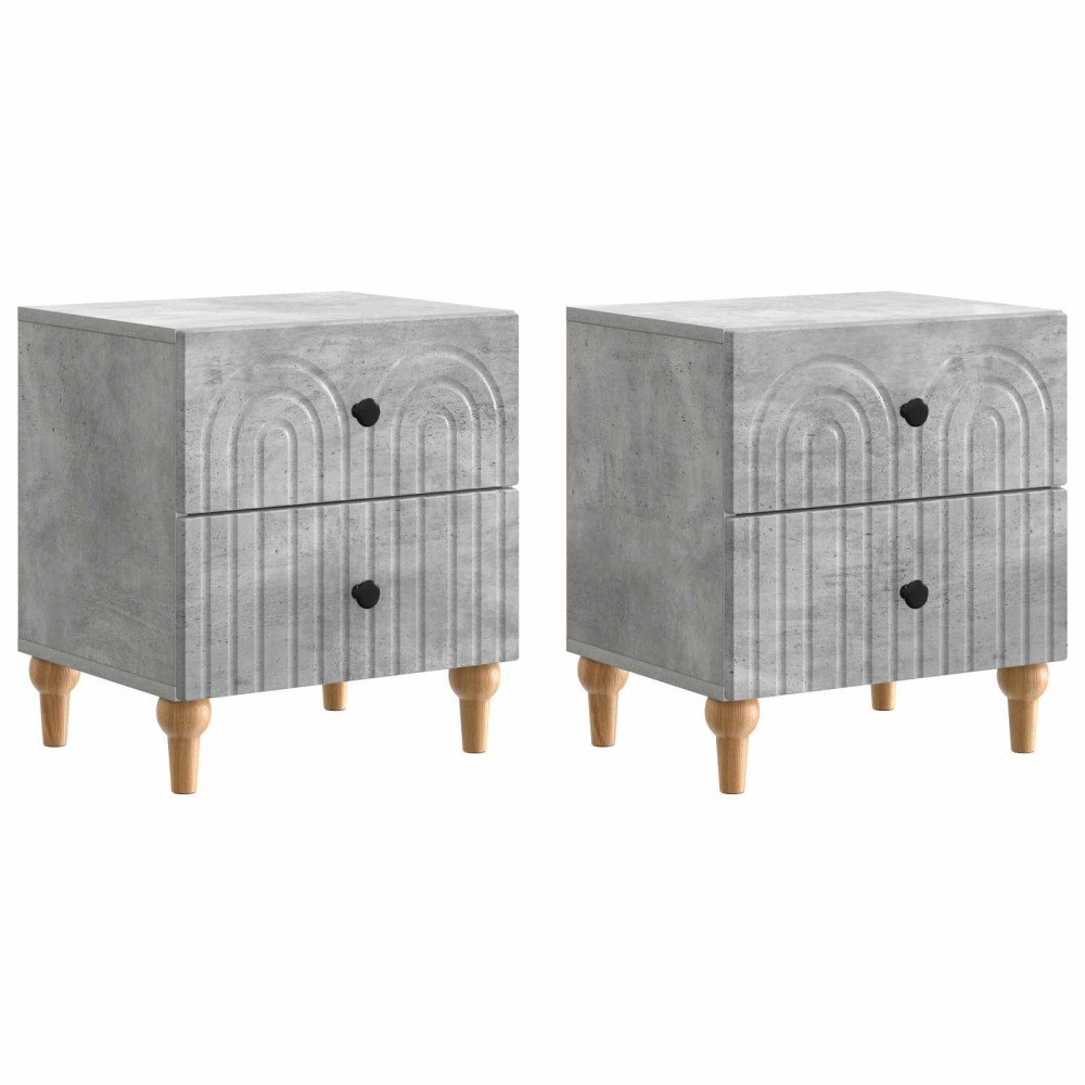 vidaXL Nattduksbord 2 pcs Betonggrå 43 x 34,5 x 48 cm Konstruerat trä