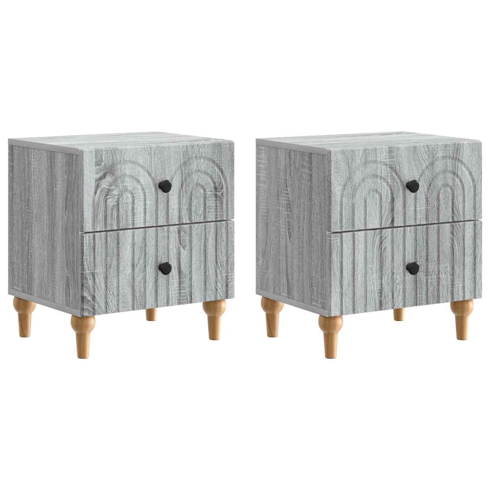 vidaXL Nattduksbord med låda 2 pcs Grå sonoma-ek 43 x 34,5 x 48 cm