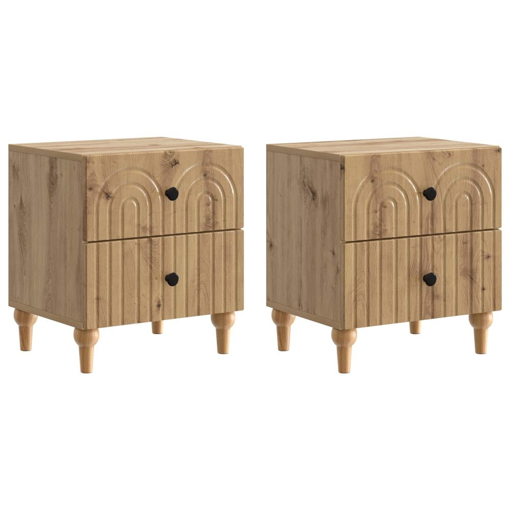 vidaXL Nattduksbord 2 pcs Artisan-ek 43 x 34,5 x 48 cm Konstruerat trä