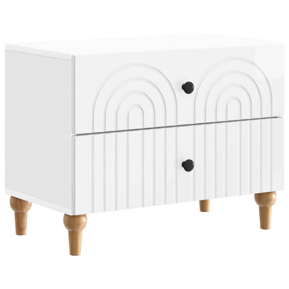 vidaXL Nattduksbord Vit högglans 62 x 34,5 x 48 cm Konstruerat trä