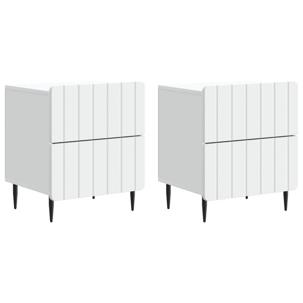 vidaXL Nattduksbord 2 pcs Vit 43 x 34,5 x 49,5 cm Konstruerat trä