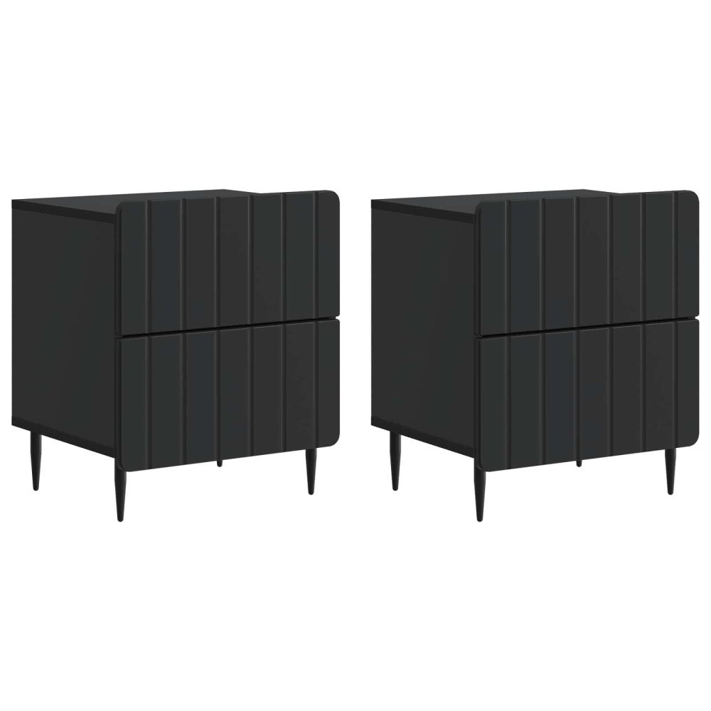 vidaXL Nattduksbord 2 pcs Svart 43 x 34,5 x 49,5 cm Konstruerat trä
