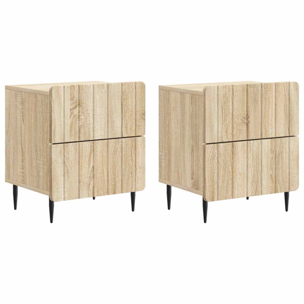 vidaXL Nattduksbord med låda 2 pcs Sonoma-ek 43 x 34,5 x 49,5 cm