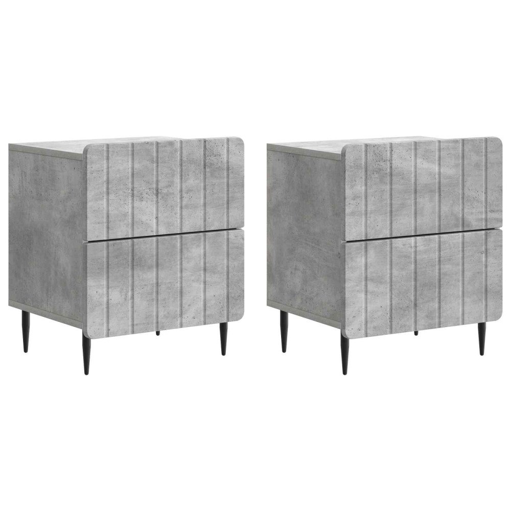 vidaXL Nattduksbord med låda 2 pcs Betonggrå 43 x 34,5 x 49,5 cm