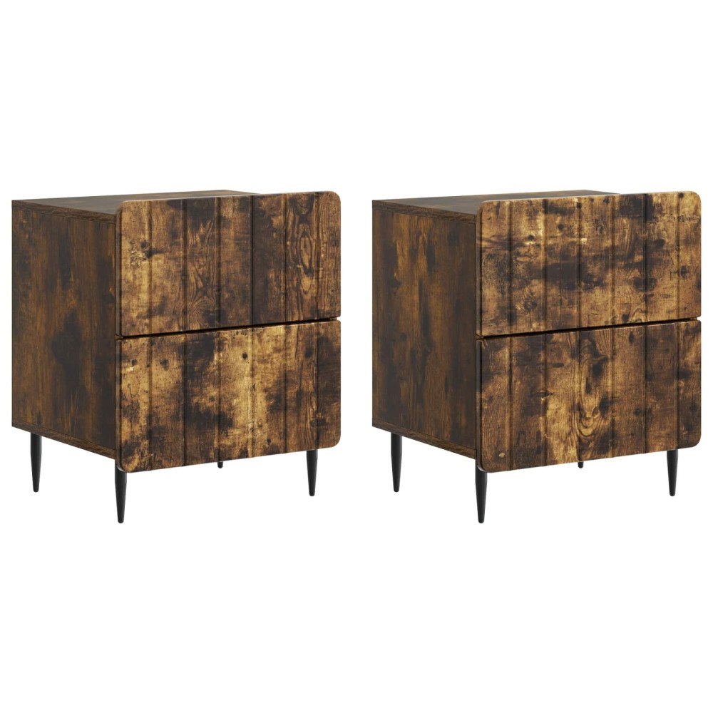 vidaXL Nattduksbord 2 pcs Rökt ek 43 x 34,5 x 49,5 cm Konstruerat trä