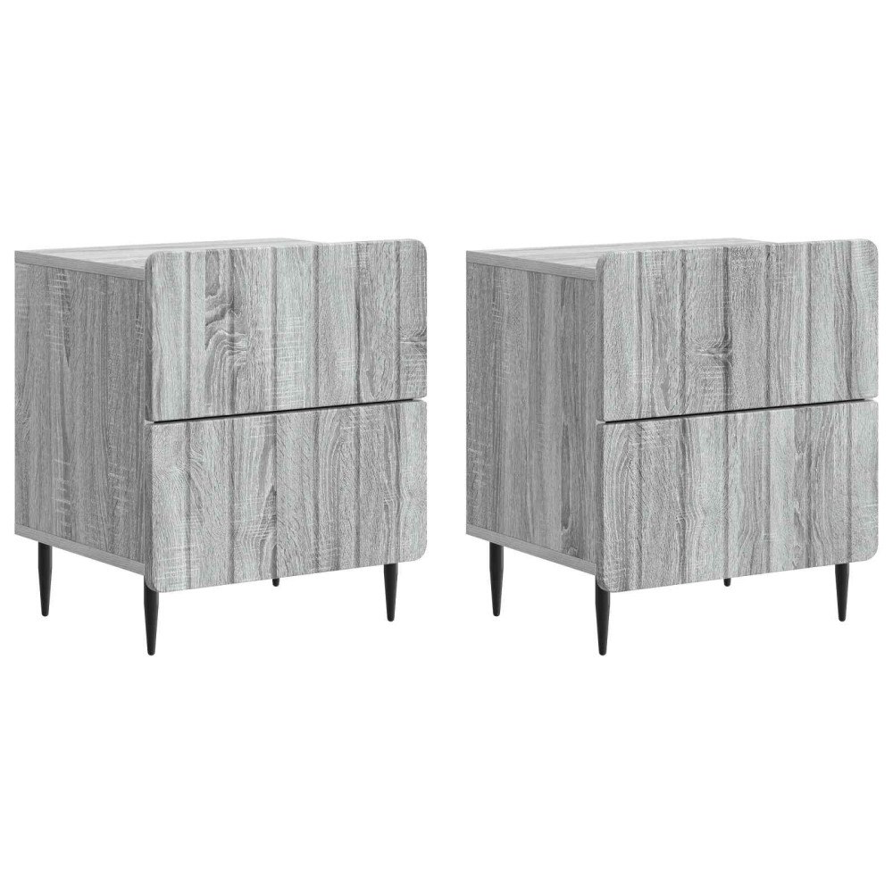 vidaXL Nattduksbord med låda 2 pcs Grå sonoma-ek 43 x 34,5 x 49,5 cm