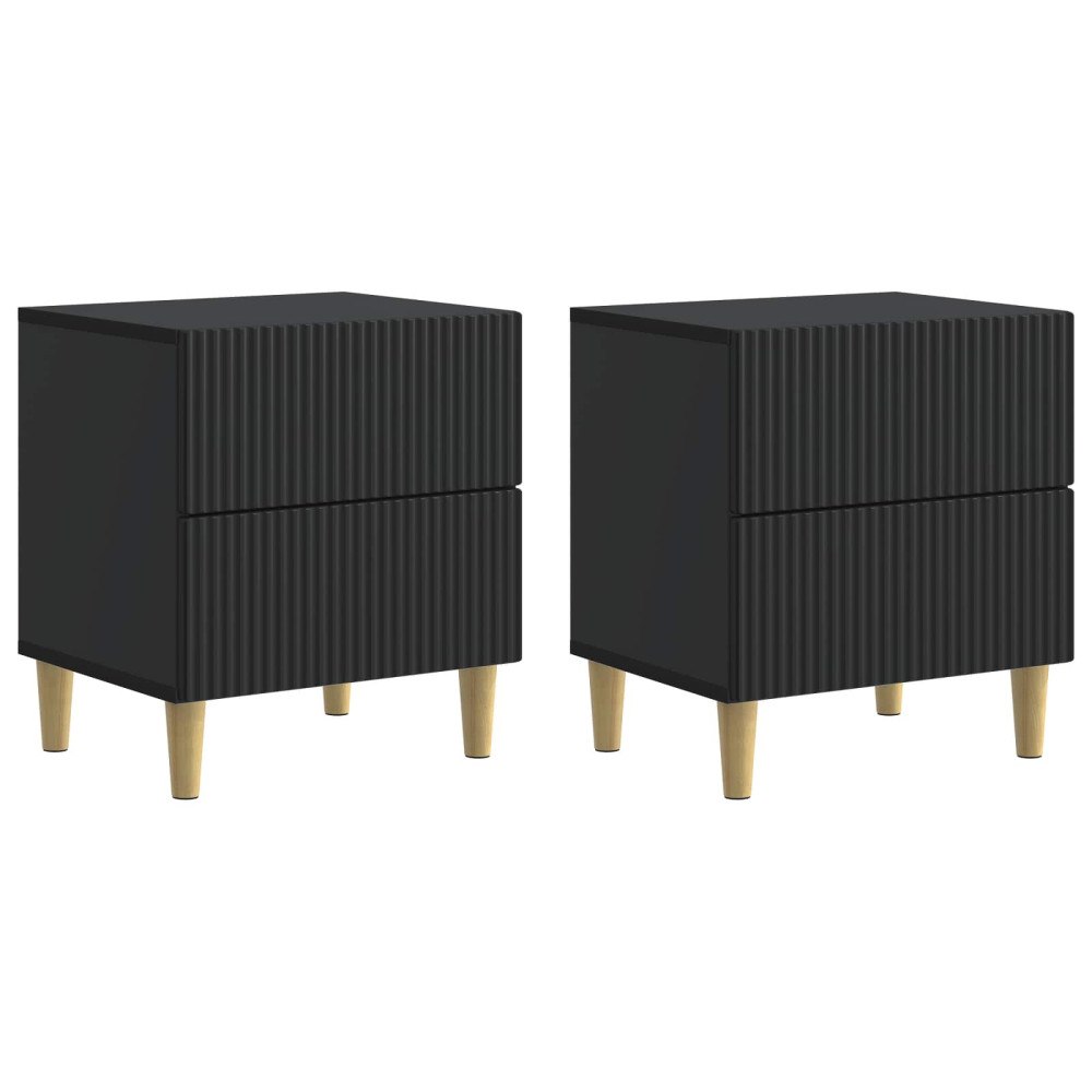 vidaXL Nattduksbord 2 pcs Svart 43 x 34,5 x 48 cm Konstruerat trä