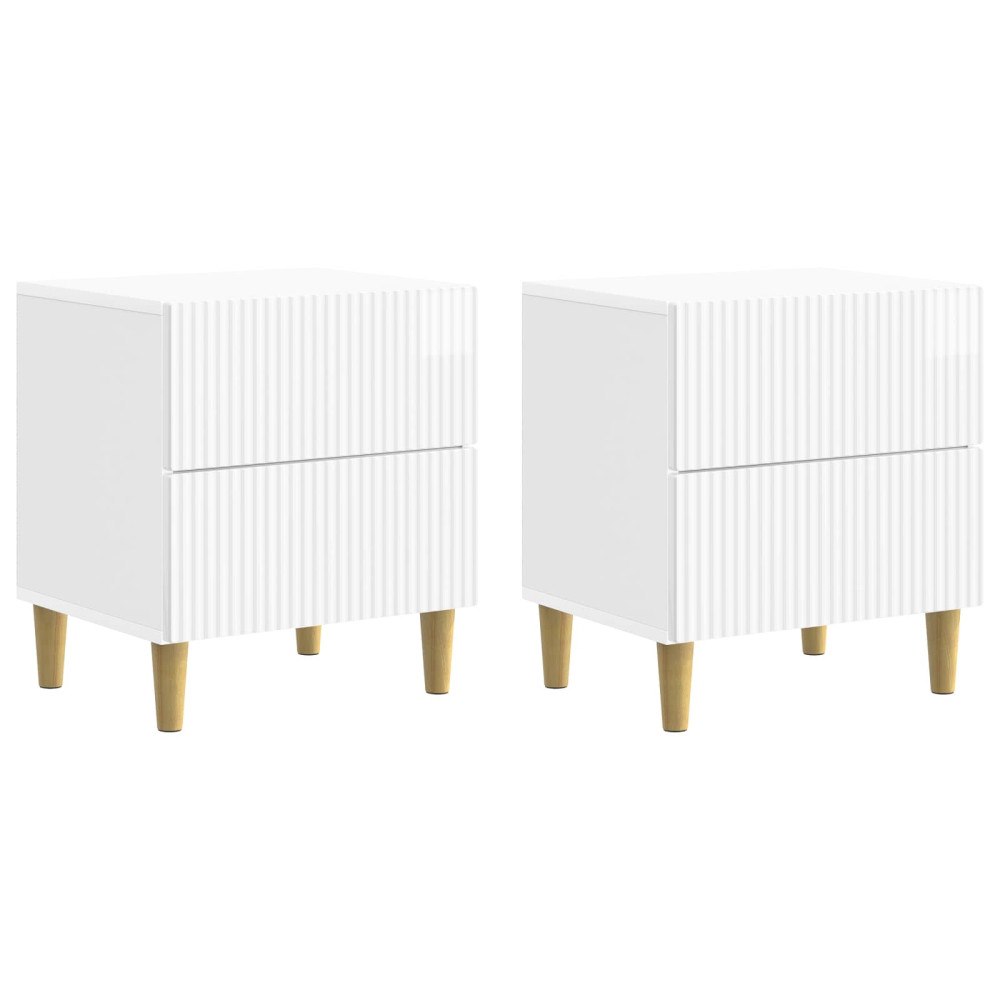 vidaXL Nattduksbord med låda 2 pcs Vit högglans 43 x 34,5 x 48 cm