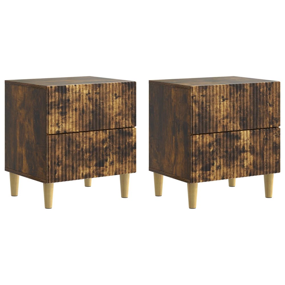 vidaXL Nattduksbord 2 pcs Rökt ek 43 x 34,5 x 48 cm Konstruerat trä