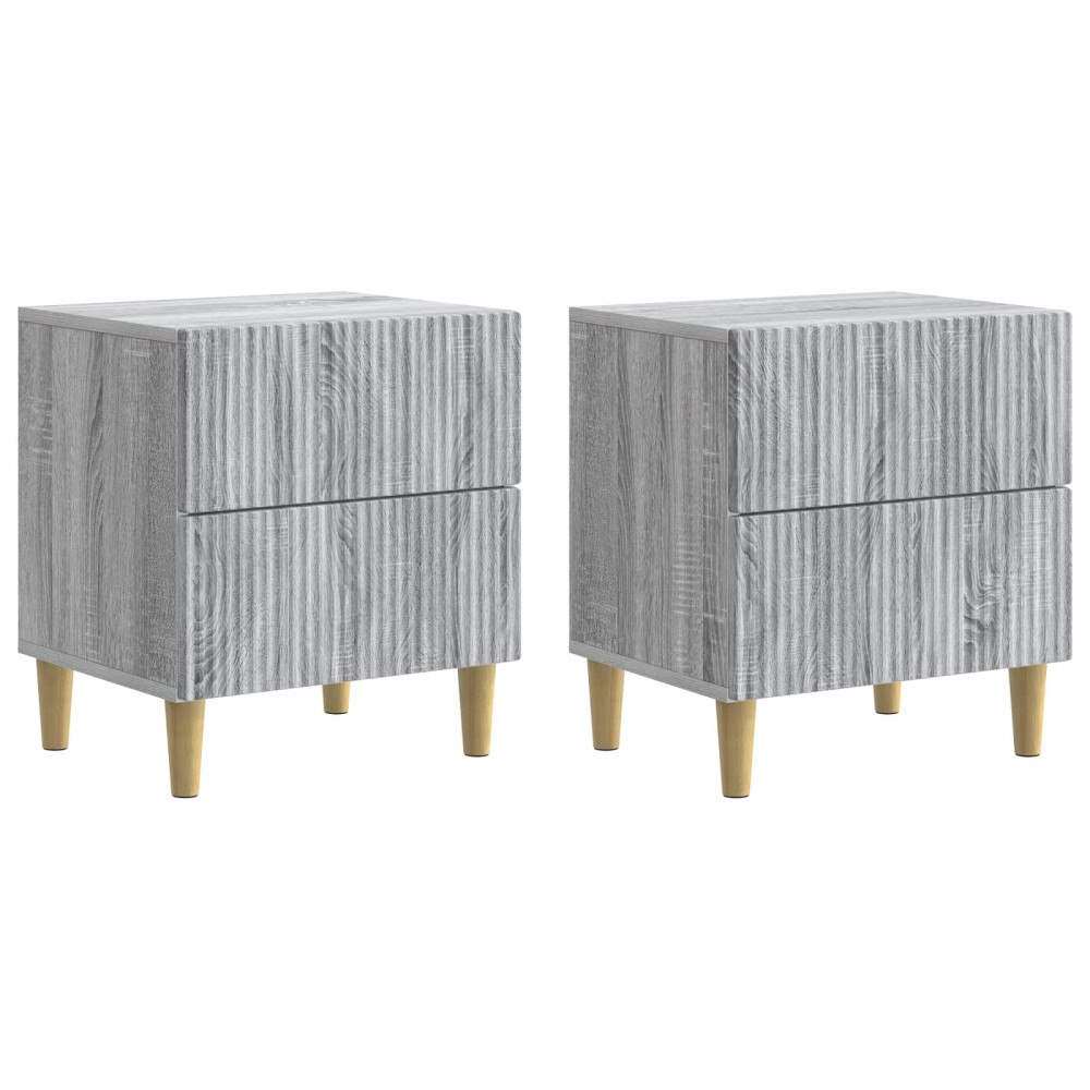 vidaXL Nattduksbord med låda 2 pcs Grå sonoma-ek 43 x 34,5 x 48 cm